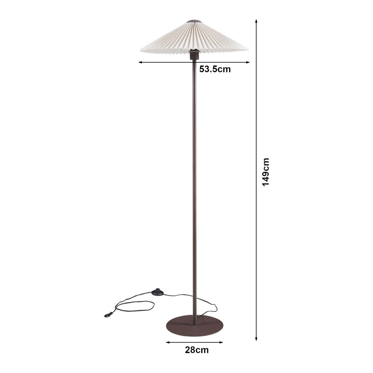 STOJACÍ LAMPY Appledore - bílá/hnědá, kov/textil (53.5/53.5/149cm) - lux.pro