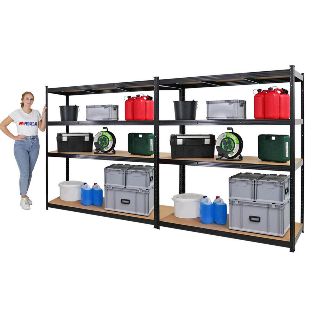 SCHWERLASTREGAL Taurus XL 2er-Set 180x160x60 cm Fachlast 250 kg Schwarz - Schwarz, Metall (320/180/60cm) - PROREGAL