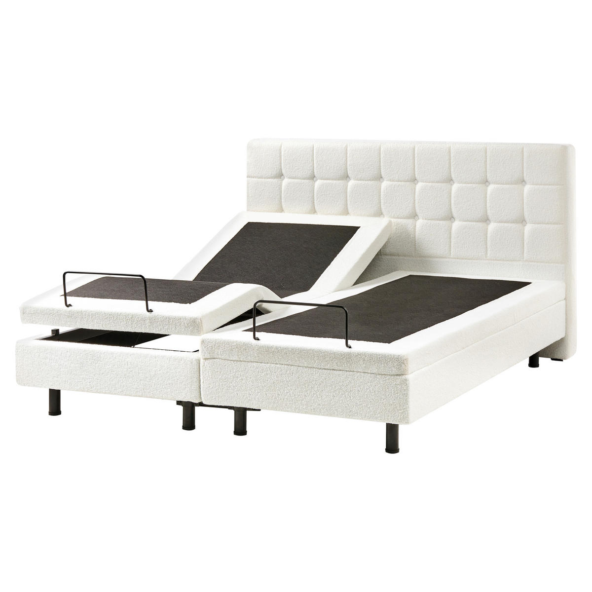 BETT verstellbar 160/200 cm Bouclé Cremeweiß Duke - Creme, Textil (160/200cm) - Beliani