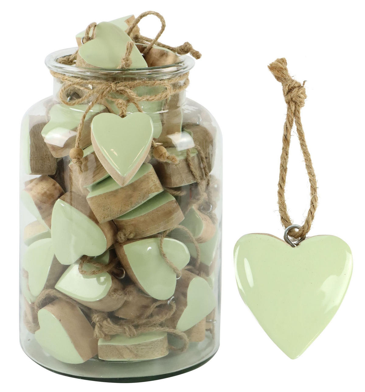 HERZHÄNGER Mint 61-tlg. - Grün, Holz (5/6/2cm) - FURNARO