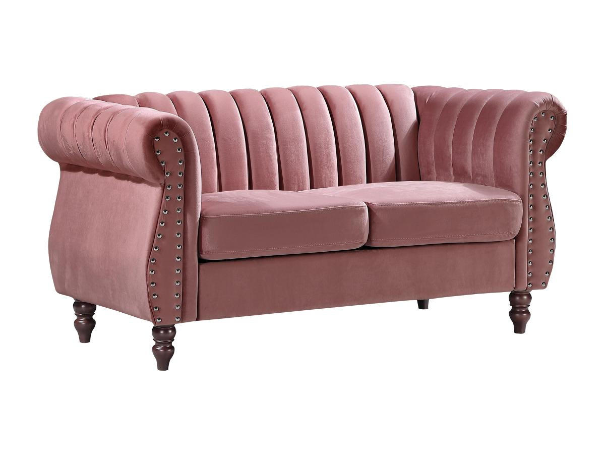 CHESTERFIELD-SOFA - 2-Sitzer - Samt - Altrosa - TRUMBO - Pink, Textil (78/77/150cm) - Vente-Unique