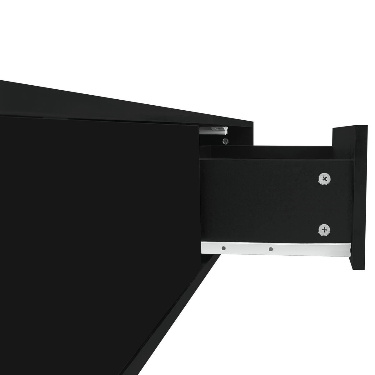 COUCHTISCH 115/55/34 cm schwarz hochglänzend mit 2 Schubladen und LED-Beleuchtung - Schwarz, Holzwerkstoff (115/55/34cm) - OKWISH