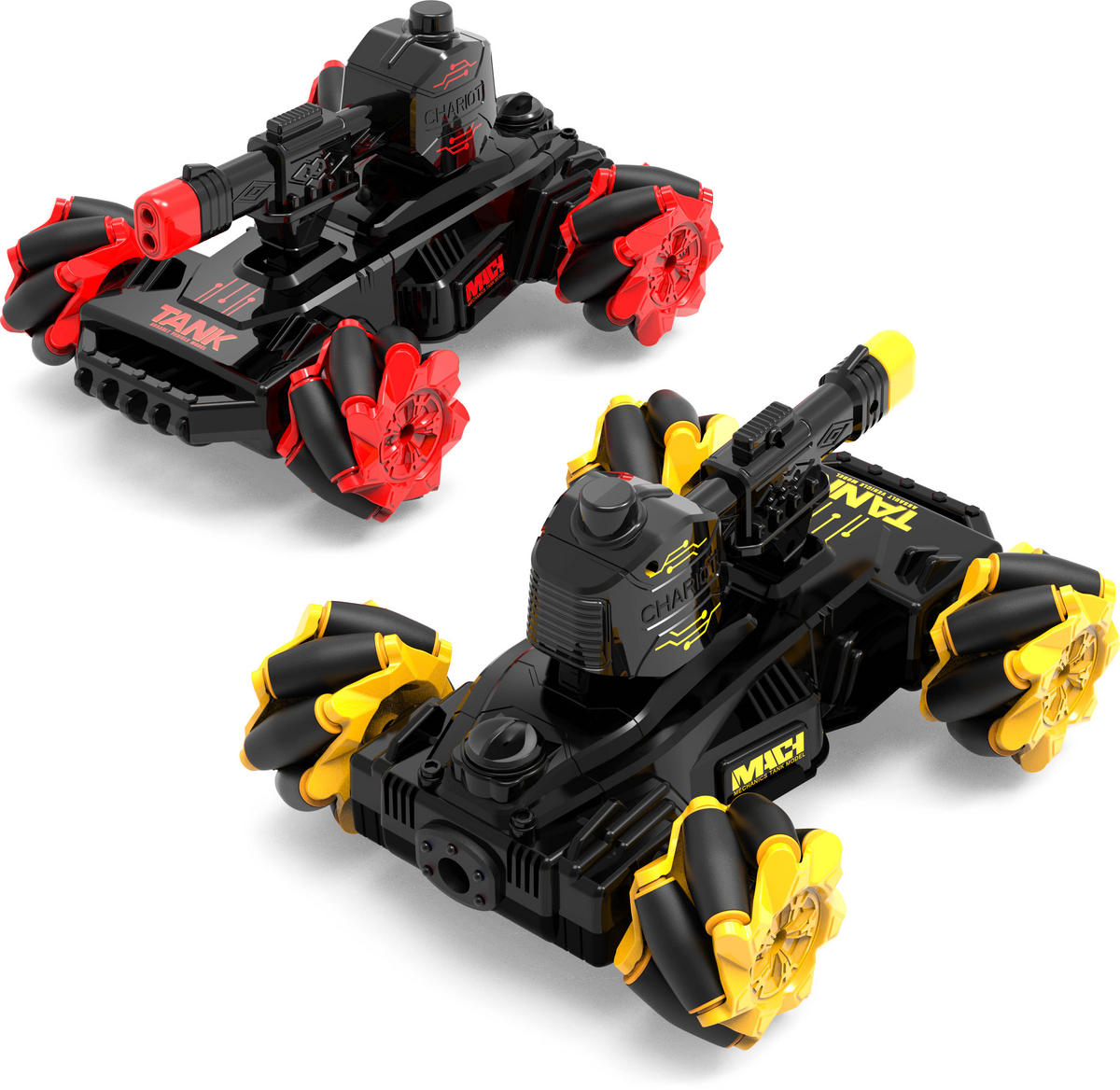 RC-PANZER-TANK Spielzeug Zweier-Set mit authentischen Qualm und LED Duell-Modus 360° Movement - Schwarz, Kunststoff (22/17/13cm) - Northpoint