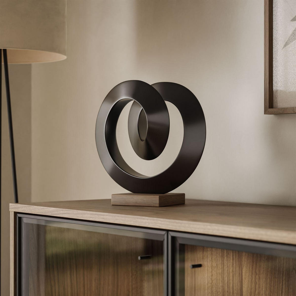 KOMMODE ISA 4D, viertürig mit LED-Beleuchtung. - Eichefarben, Holzwerkstoff (200/90/40cm) - Lookway