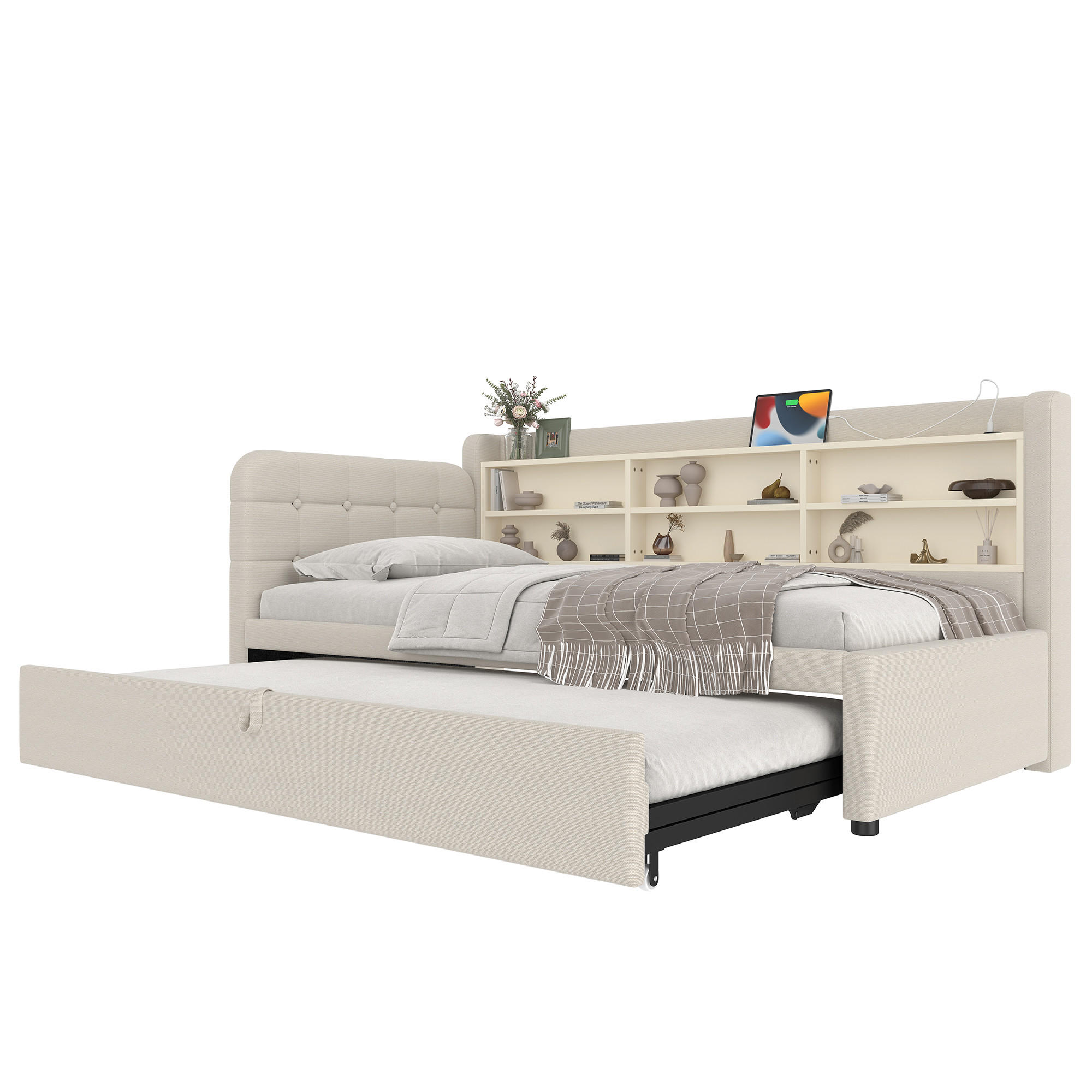 Luhomfu Polsterbett Beige 90x200 cm
