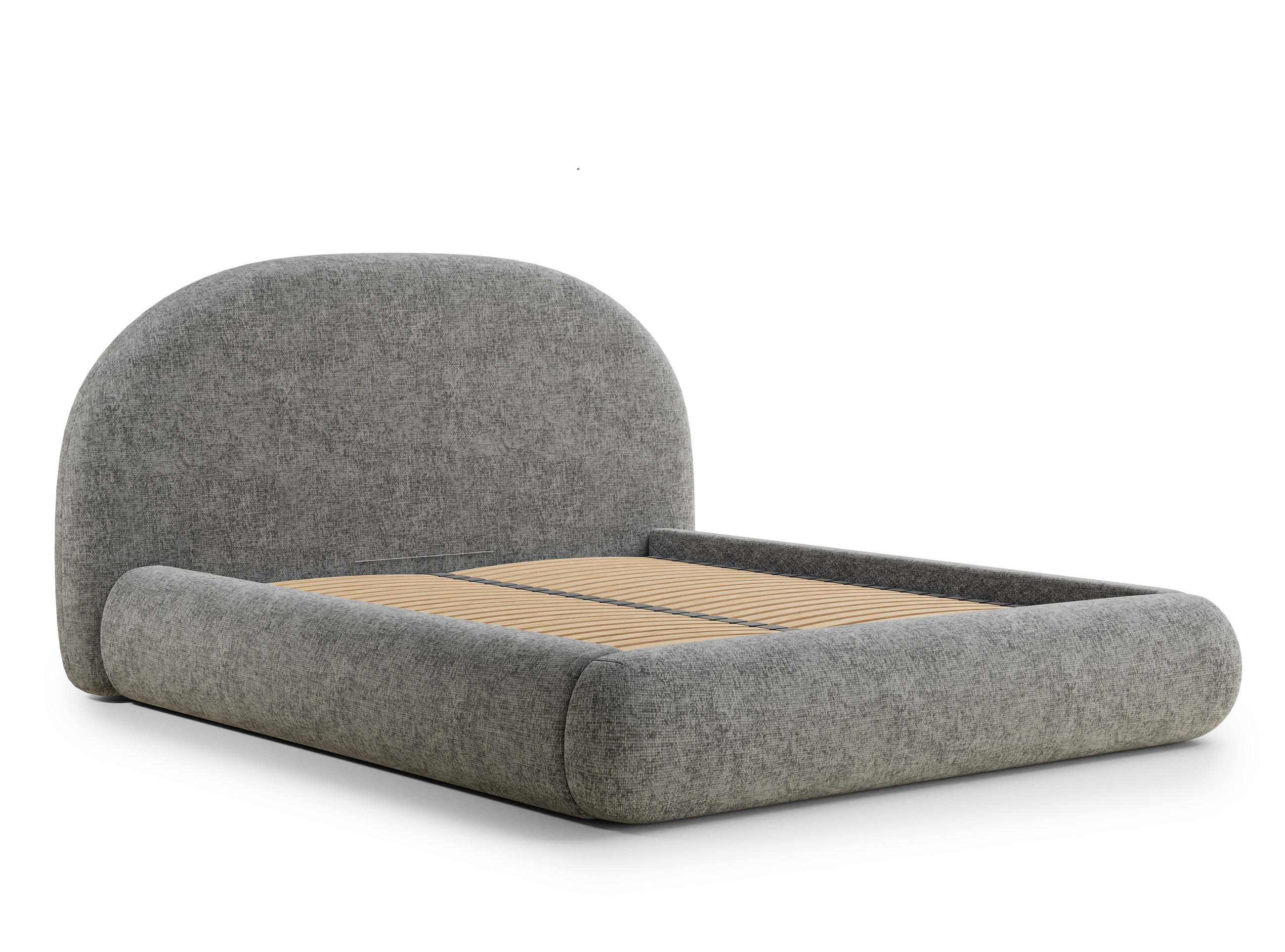 POLSTERBETT Maumere Grau 140/200 cm im Chenille-Stoff - Schwarz/Naturfarben, Holz/Holzwerkstoff (140/200cm) - Maison de Reve