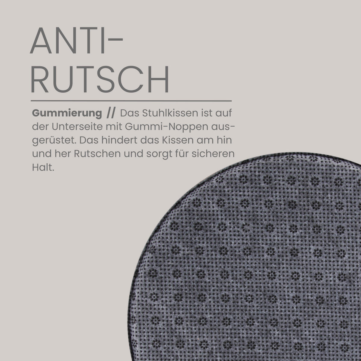 STUHLKISSEN 2er Pack ⌀ 38cm schwarz Lederimitat mit Antirutsch - Schwarz, Textil (38/38/1cm) - Bestlivings