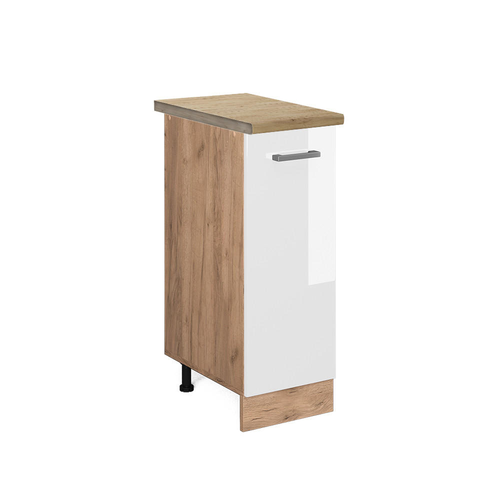 APOTHEKERSCHRANK R-Line Weiß Hochglanz 30 cm, AP Eiche - Weiß Hochglanz/Eiche Wotan, Holzwerkstoff (30/81.6/60cm) - Vicco