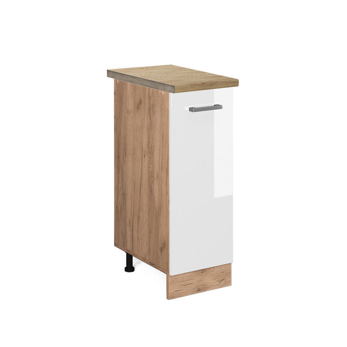 APOTHEKERSCHRANK R-Line Weiß Hochglanz 30 cm, AP Eiche - Weiß Hochglanz/Eiche Wotan, Holzwerkstoff (30/81.6/60cm) - Vicco