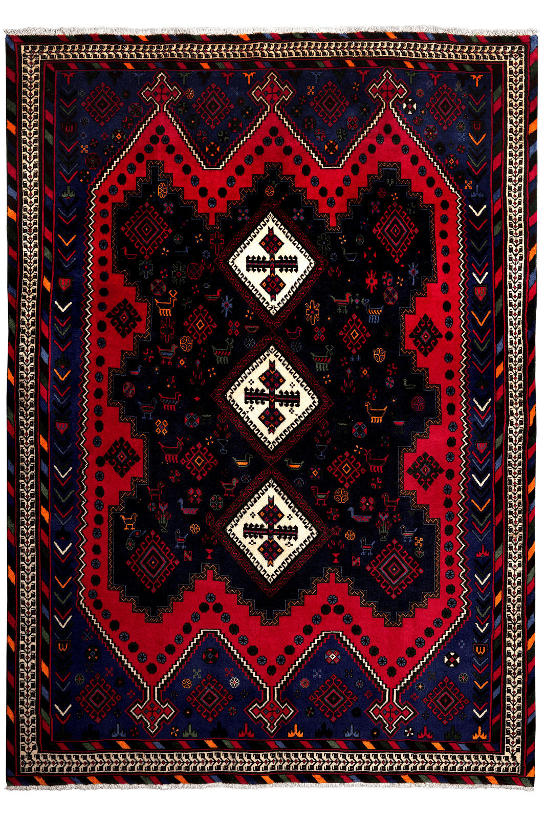 ORIENTTEPPICH handgeknüpft Afshar Blau 233/162 cm Schurwolle - Blau, Textil (162/233cm) - Looma