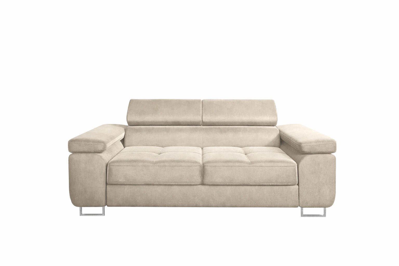 2-SITZER-SOFA WILD Beige - Chromfarben/Beige, Holz/Textil (209/89/102cm) - Muffo