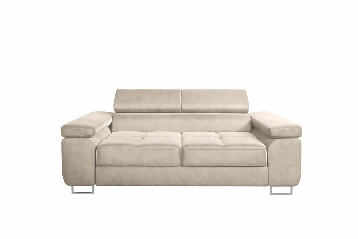 2-SITZER-SOFA WILD Beige - Chromfarben/Beige, Holz/Textil (209/89/102cm) - Muffo