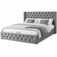 POLSTERBETT 180/200 cm in Grau Samt mit Bettkasten - Grau, Holzwerkstoff/Textil (180/200cm) - CHICFURN