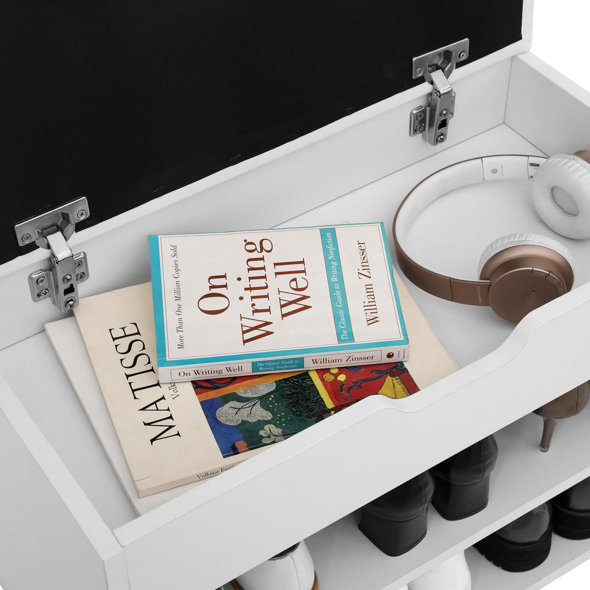 SCHUHBANK - Weiß, Holzwerkstoff (44/30/60cm) - Hansiro