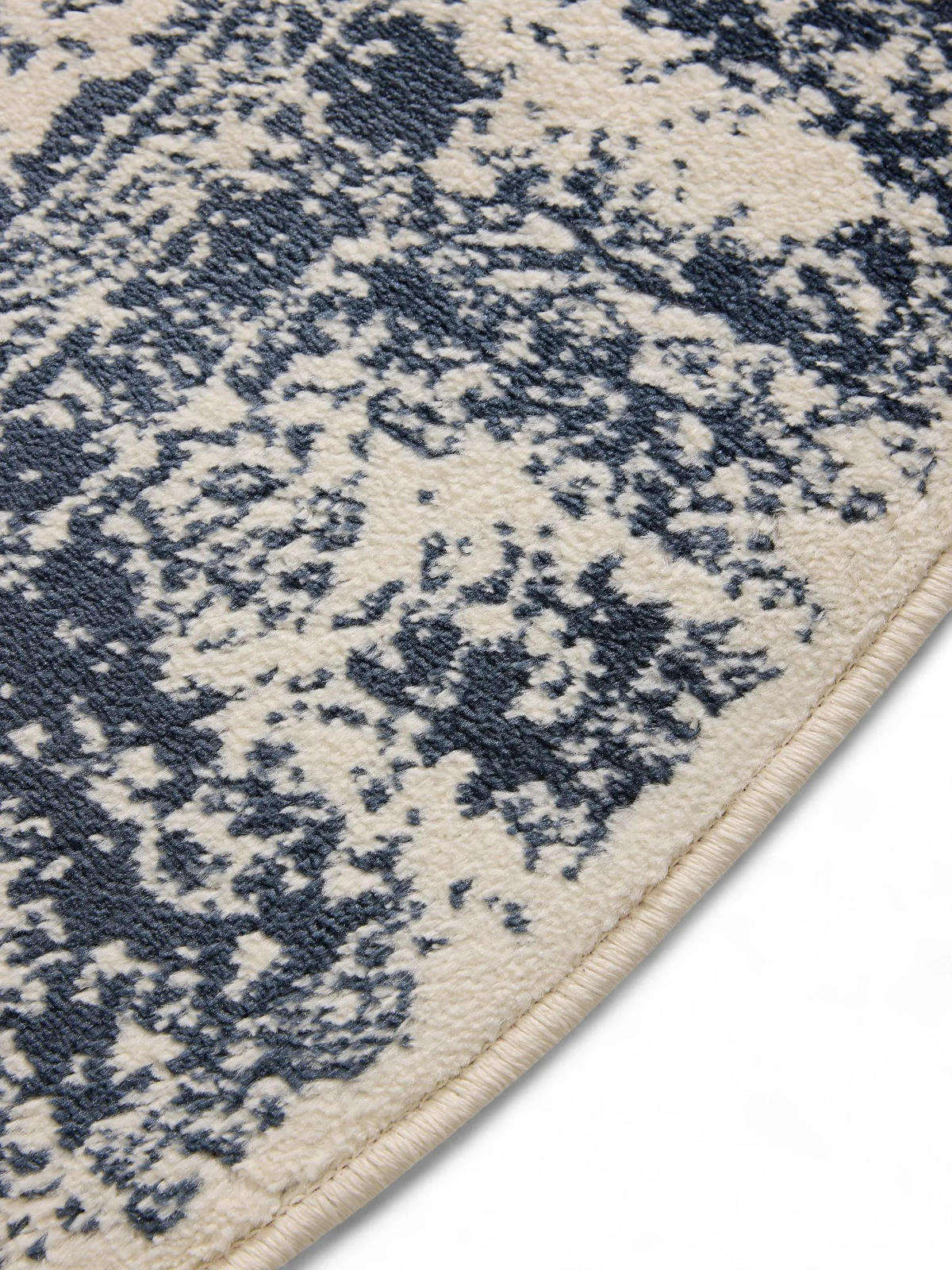 VINTAGE-TEPPICH Suki ø 160 cm rund - Blau/Creme, Kunststoff (160/160cm) - benuta