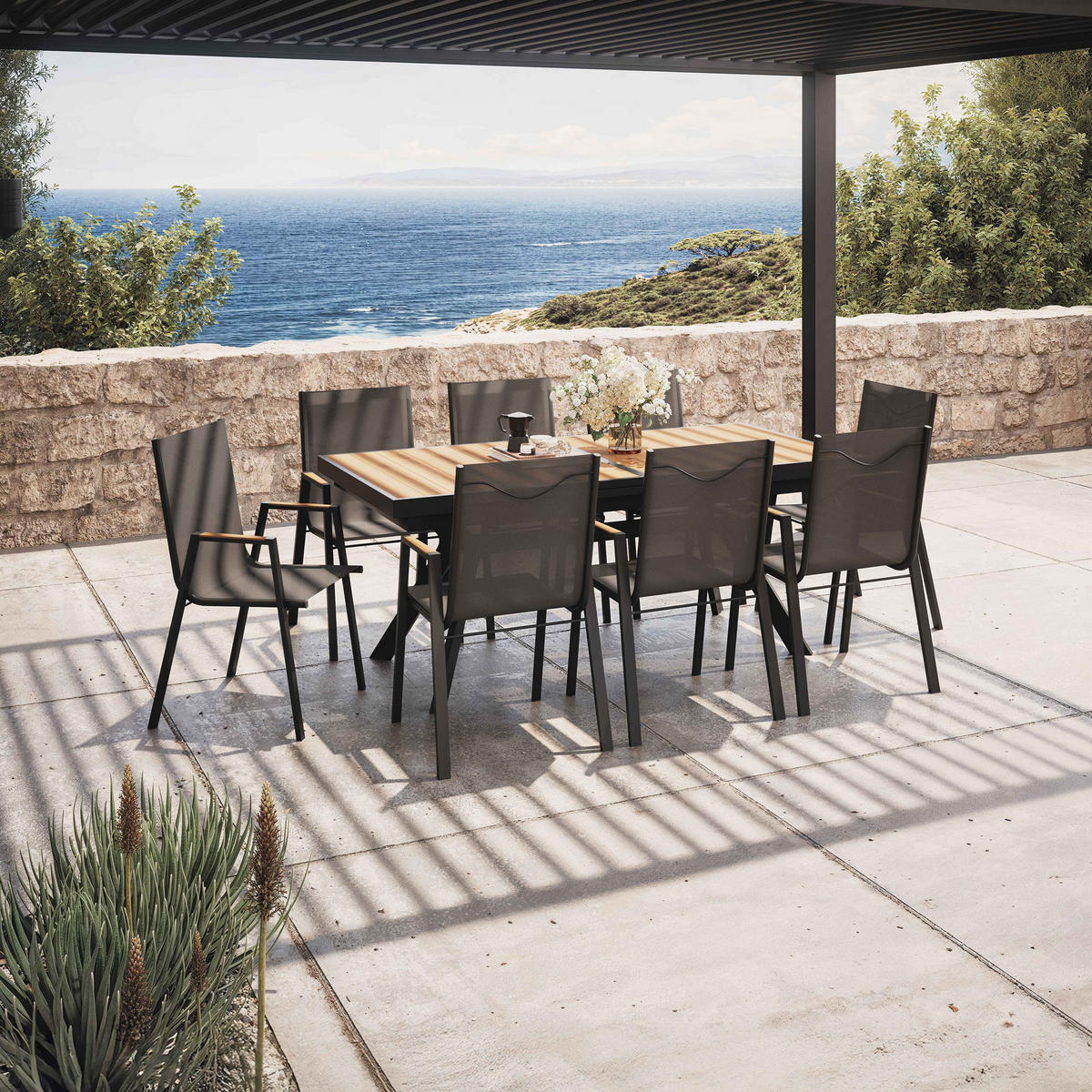 GARTENSET 11er-tlg., Grau - Grau, Metall - Oviala