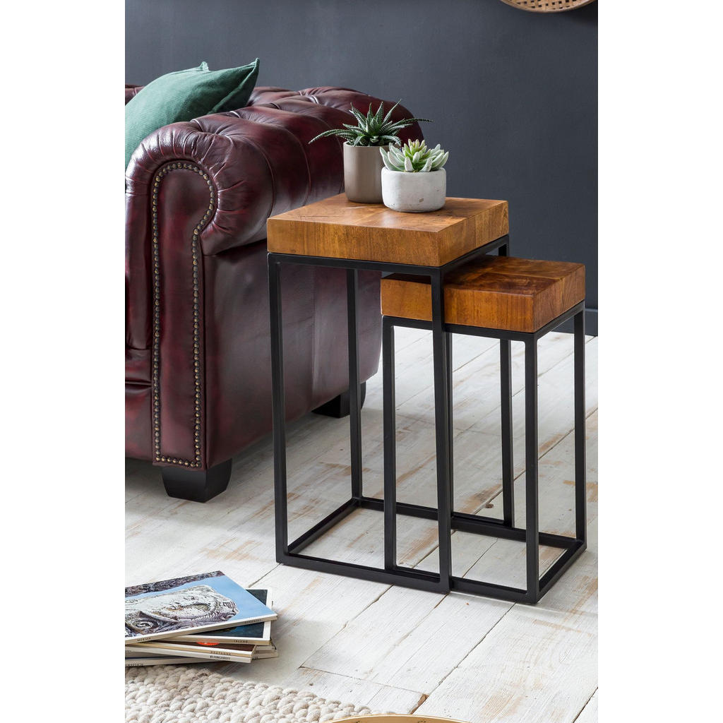 Thumbnail - Kadima Design Beistelltisch, Braun, Holz, Echtholz, Quadratisch,Quadratisch, Stativgestell, 30x60x30 cm, Wohnzimmer, Woh...