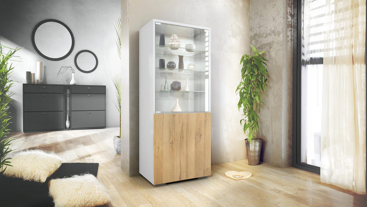 VITRINE Granada Eiche Natur - Eichefarben, Holzwerkstoff (50/122.5/34.5cm) - Vladon