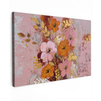 LEINWANDBILD Malerei - Blumen - Rustikal - Rosa Groß 140x90 cm - Altrosa, Textil (140/90cm) - MuchoWow