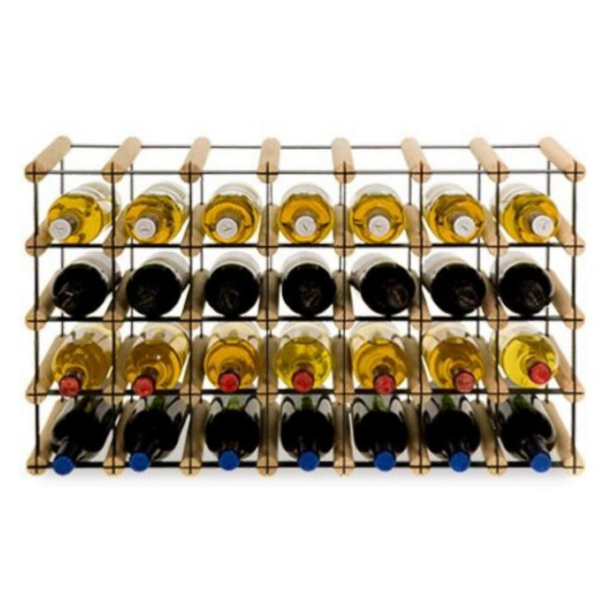 WEINREGAL Vinotega Mod Metal 42,5x72,5x24,5 cm 7x4 Flaschen Massives Kiefernholz Natur - Naturfarben, Holz (72.5/42.5/24.5cm) - PROREGAL
