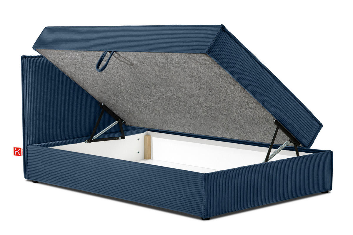 BOXSPRINGBETT ROTI Einzelbett, marineblau - Schwarz/Dunkelblau, Holz/Holzwerkstoff (90/200cm) - KONSIMO®