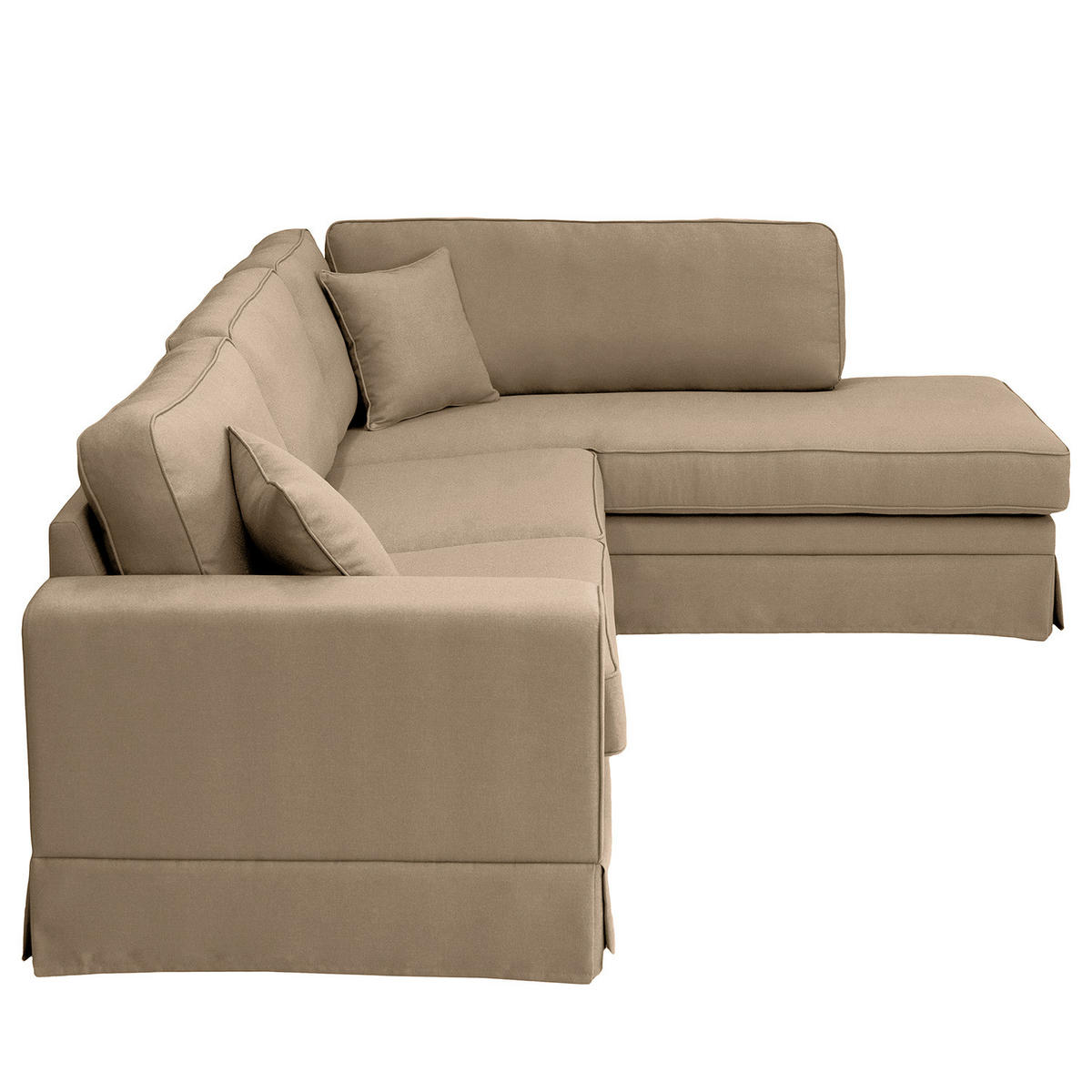 ECKSOFA mit Husse - Ottomane, Webstoff - Hellbraun/Schwarz, Kunststoff/Textil (297/210cm) - home24