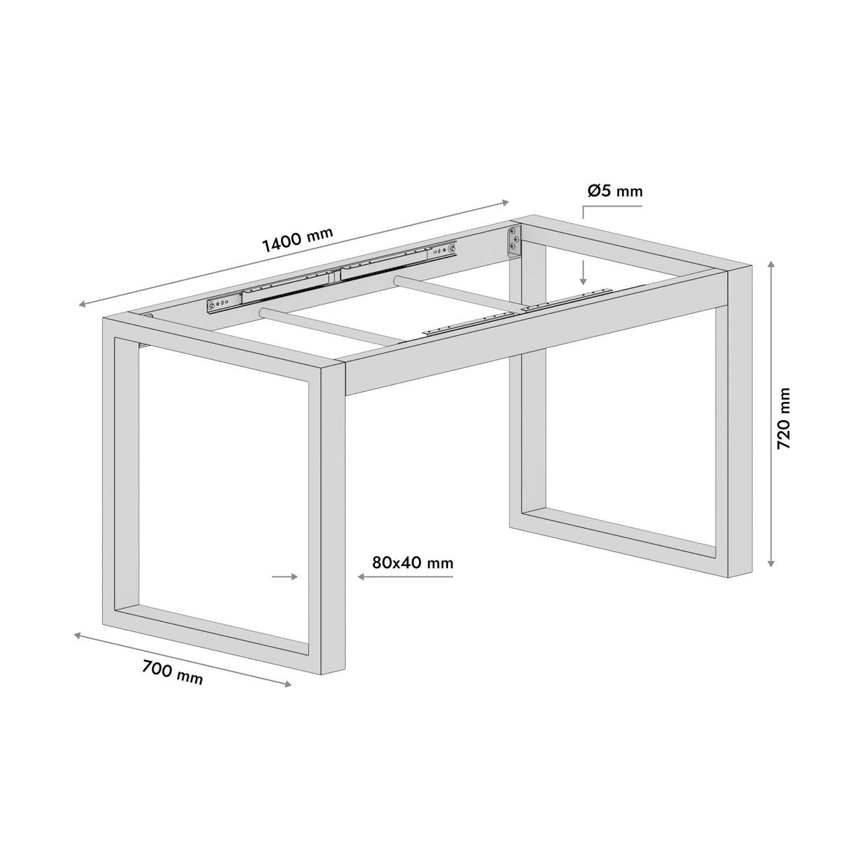 TISCHBEINE Eta Split Metall Schwarz 72cm Ausziehbarer - Schwarz, Metall (70/72/140cm) - Metalo Pro