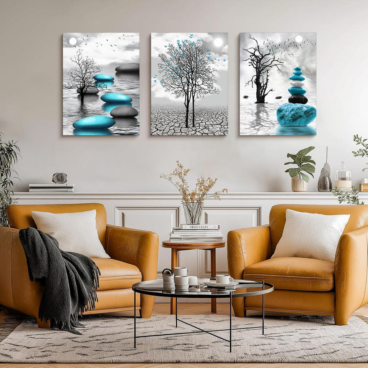 WANDBILD Großer Baum See Landschaft 70 x 50 cm - Multicolor, Textil (50/0.5cm)