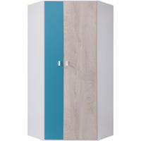 DREHTÜRENSCHRANK ISEO 90/190/90cm 2-türig Eichefarben - Blau/Eichefarben, Holzwerkstoff (90/190/90cm) - MASSENO