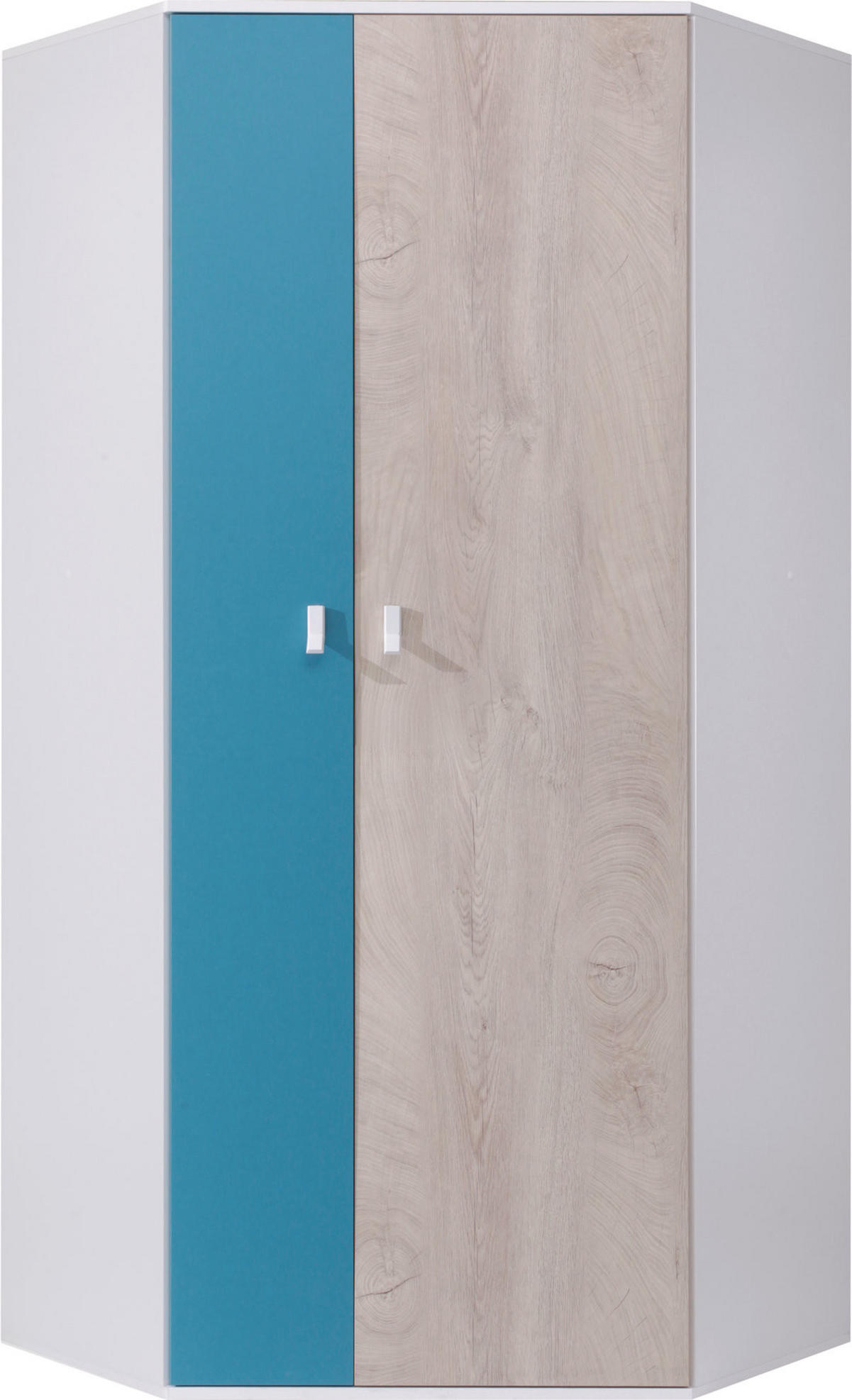 DREHTÜRENSCHRANK ISEO 90/190/90cm 2-türig Eichefarben - Blau/Eichefarben, Holzwerkstoff (90/190/90cm) - MASSENO