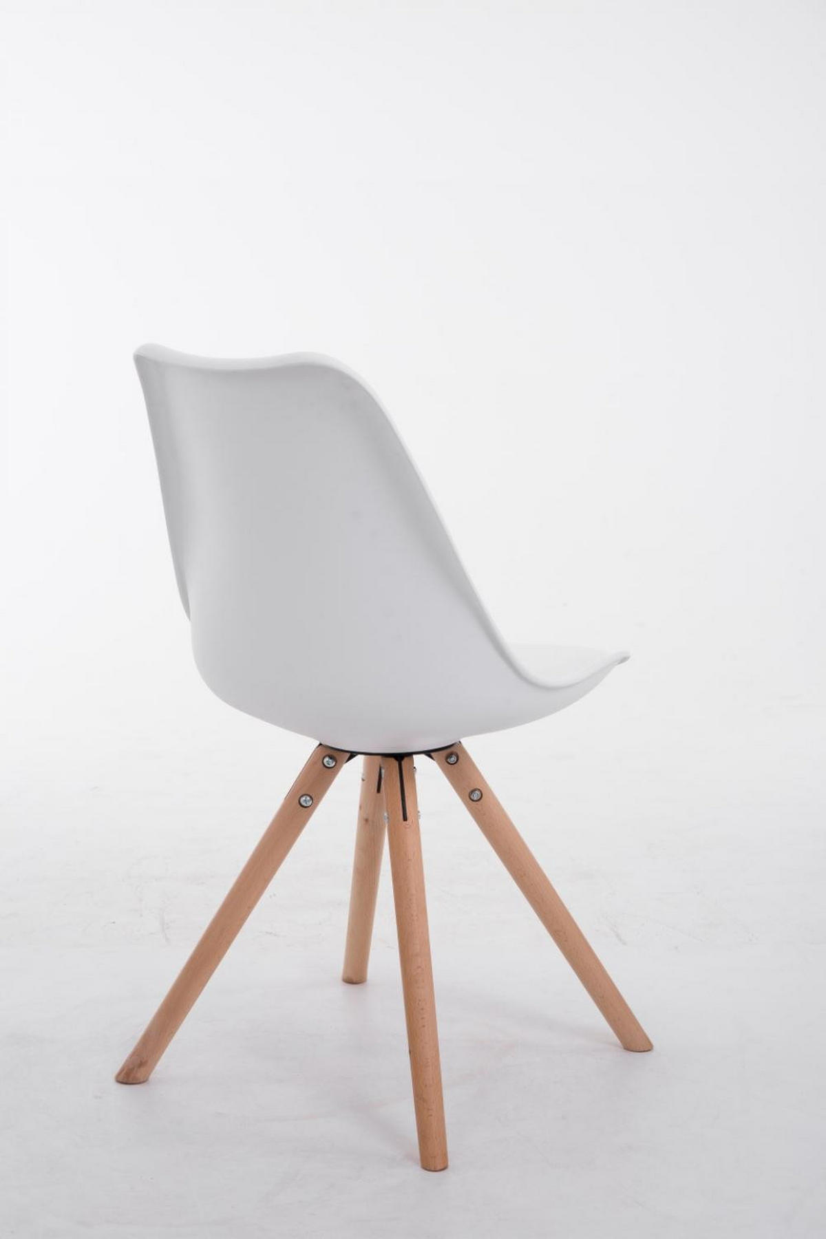 STUHL Lederlook weiß - Eukalyptusholzfarben/Weiß, Holz/Textil (48/83/56cm) - CLP
