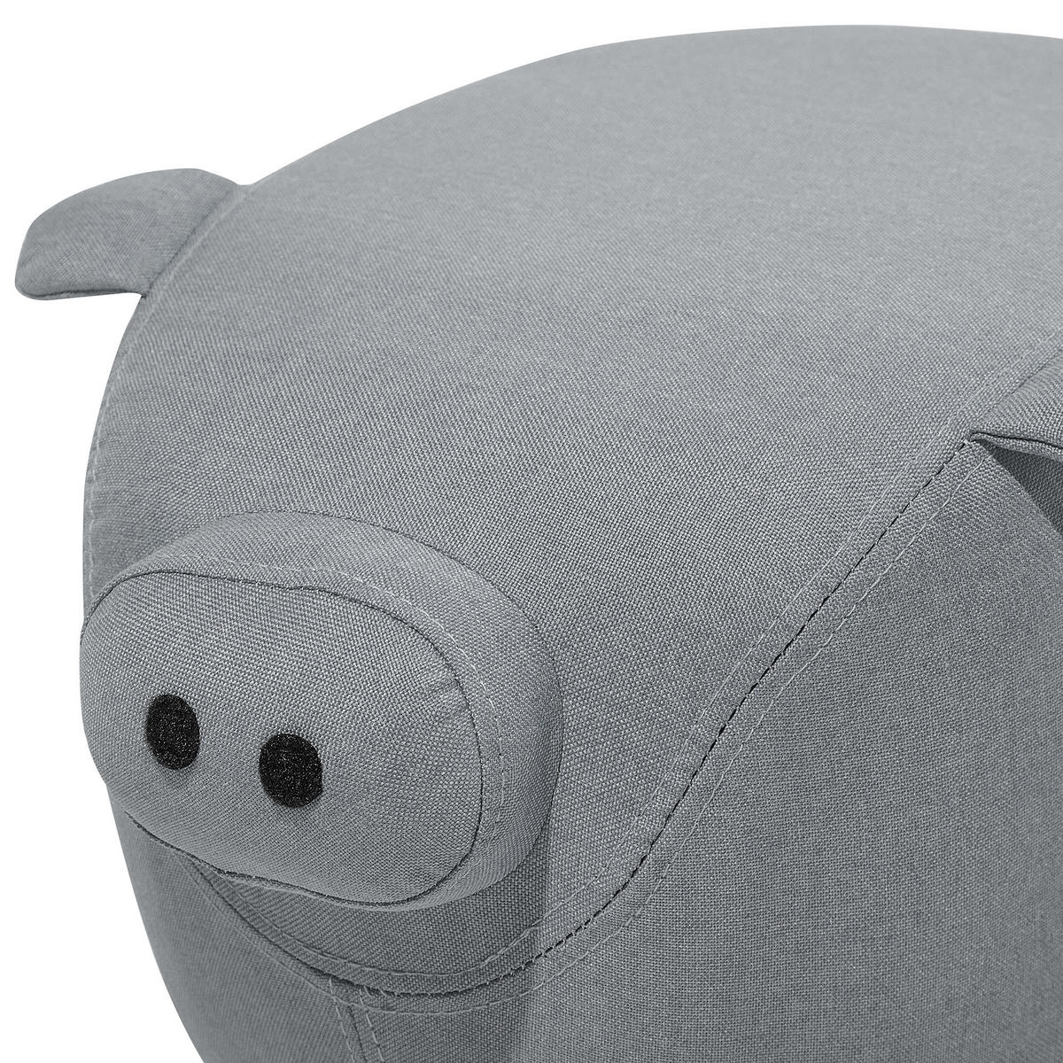 TIERHOCKER Piggy 32/50/35 cm - Grau, Kunststoff/Textil (50/35/32cm) - Beliani