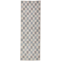 TEPPICHLÄUFER waschbar AFTON, Schachbrettmuster, Natur-Blau, 80 x 230 cm - Beige, Textil (80/230cm) - KADIMA DESIGN