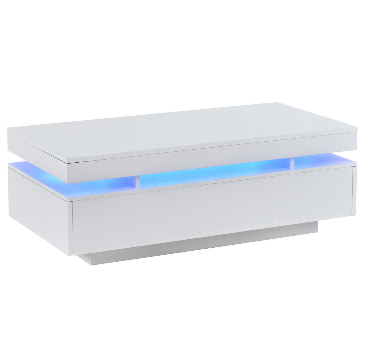 COUCHTISCH 100/50/35 cm mit 2 Schubladen, LED-Beleuchtung und Hochglanz-Oberfläche, Weiß - Weiß, Holzwerkstoff (100/50/35cm) - Redom
