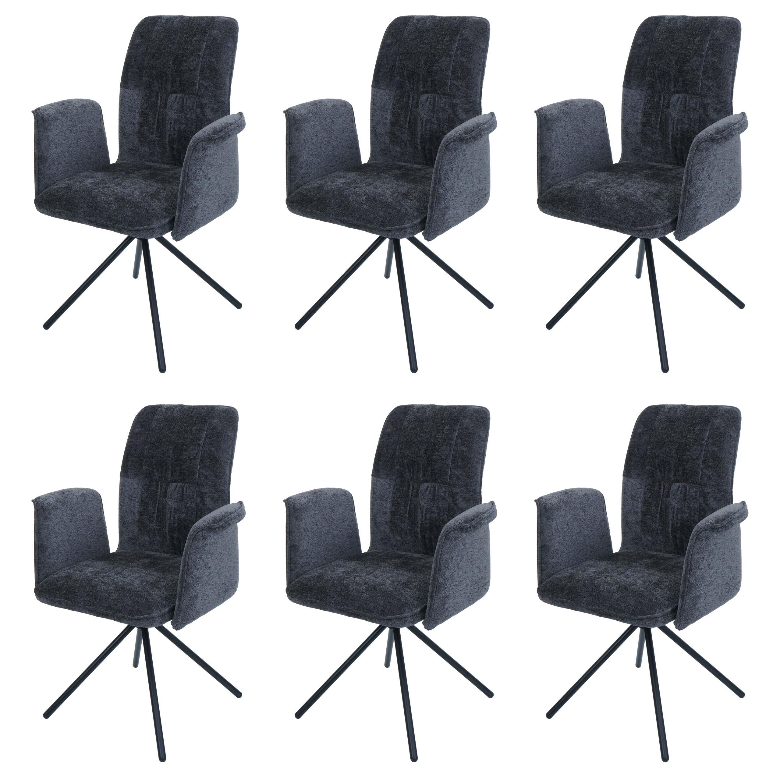 ESSZIMMERSTUHL Grau 6er-Set - Dunkelgrau/Grau, Textil (70/94/60cm) - Jamb