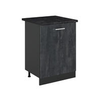 KÜCHENUNTERSCHRANK R-Line, Schwarz Beton/Anthrazit, 60 cm mit 1 Tür Arbeitsplatte Anthrazit - Anthrazit/Schwarz, Holzwerkstoff (60/81.6/60cm) - Vicco