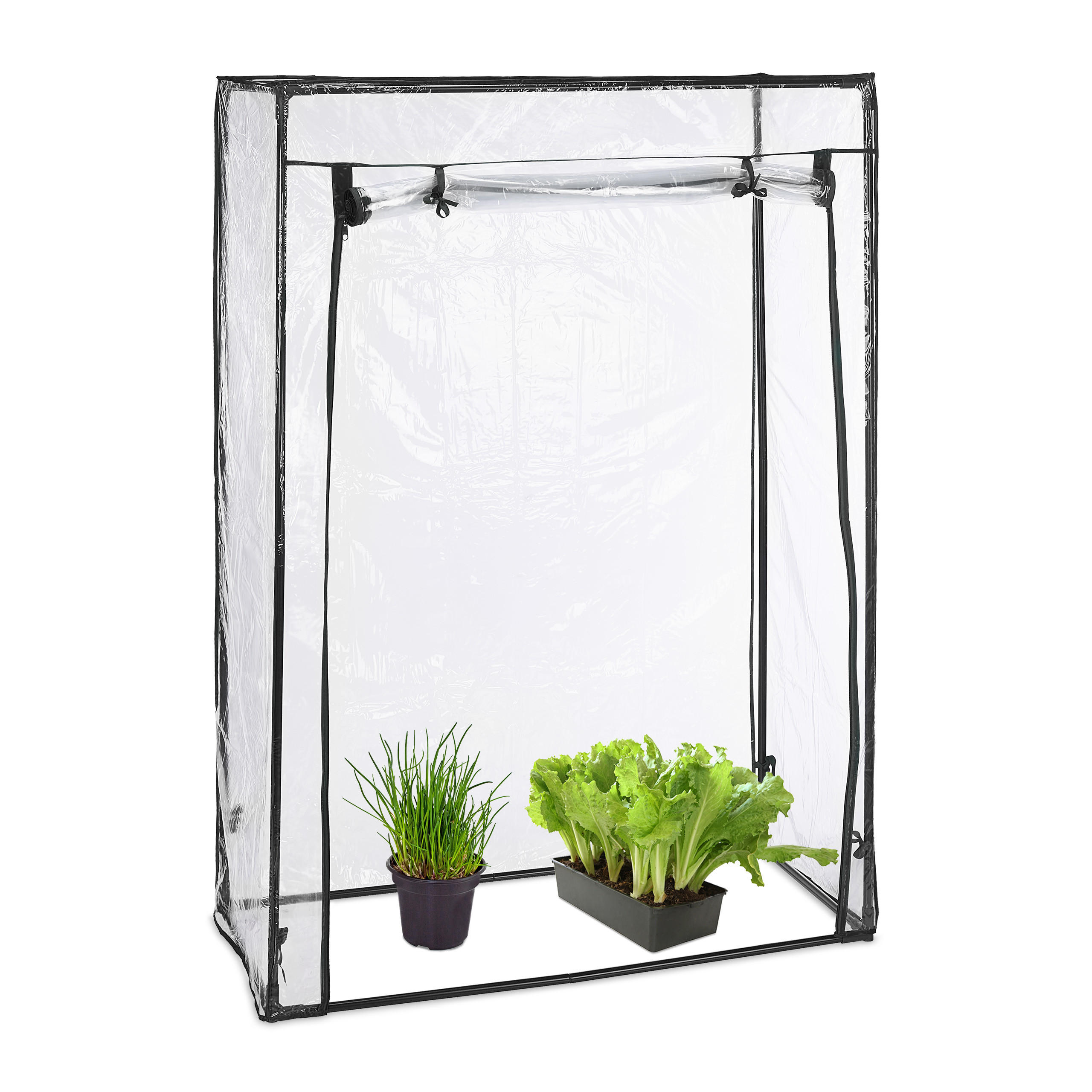 Relaxdays SKLENÍK Průhledný Černý PVC fólie