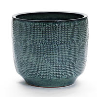 BLUMENTOPF Keramik Graugrün 40x36cm - Dunkelgrün, Keramik (34cm) - Hometopia
