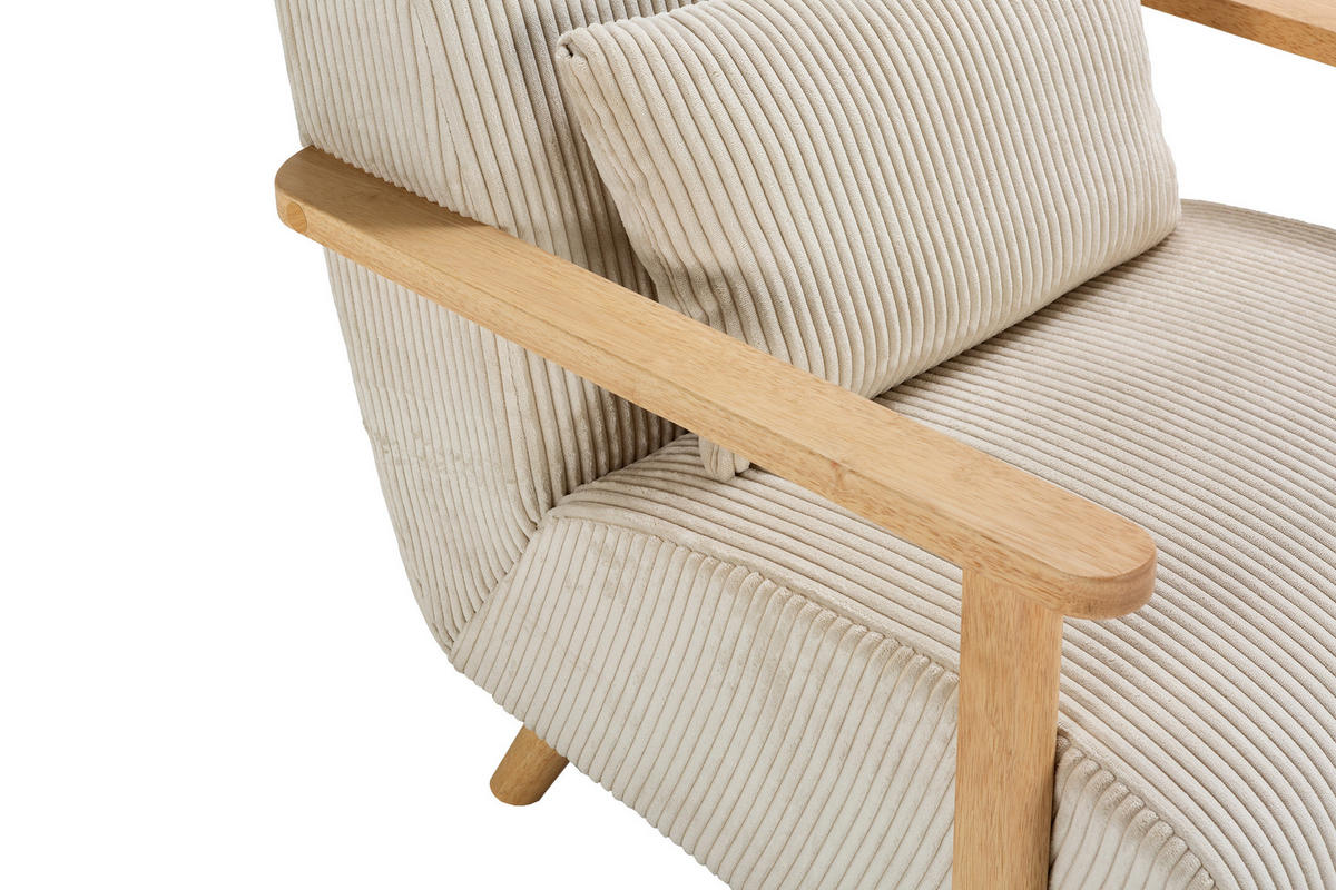 SESSEL aus Stoff mit Holzbeinen - bonnie 70/83/84 cm - Beige, Textil (83/84/70cm) - Calicosy