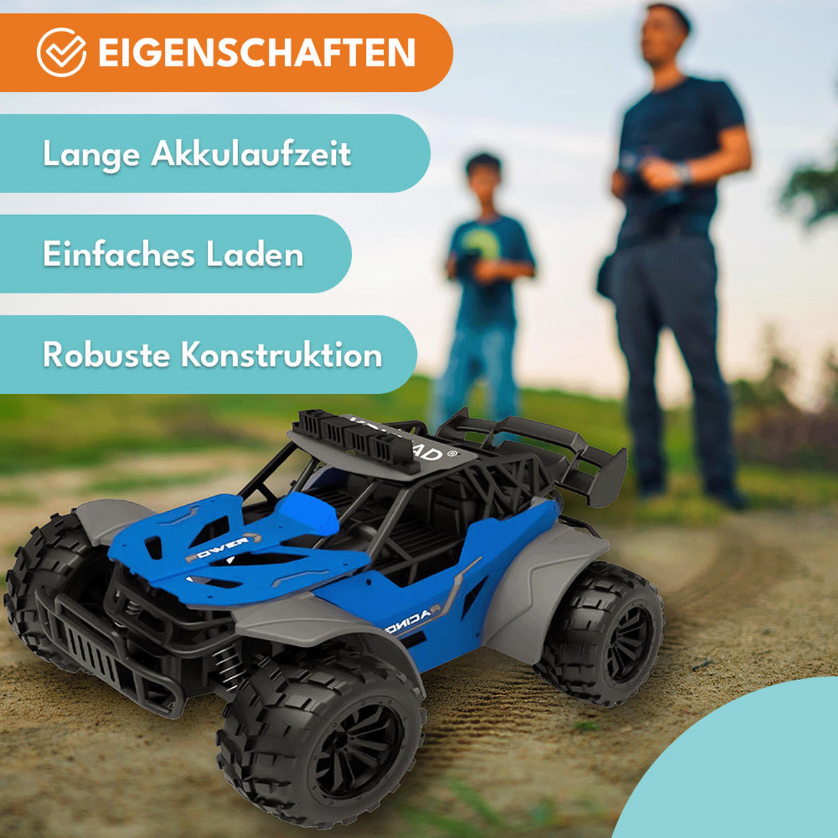 FERNGESTEUERTES RC AUTO für Kinder Offroad Spielzeugauto - Dunkelgrün, Kunststoff (15/9/23cm) - KRUMAD