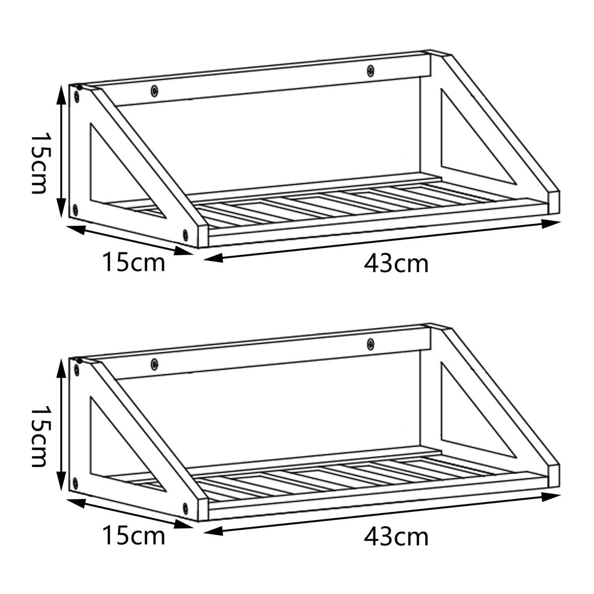 WANDREGAL-SET 2 TLG. Gjerdrum - Naturfarben, Naturmaterialen (15/15/43cm) - [en.casa]