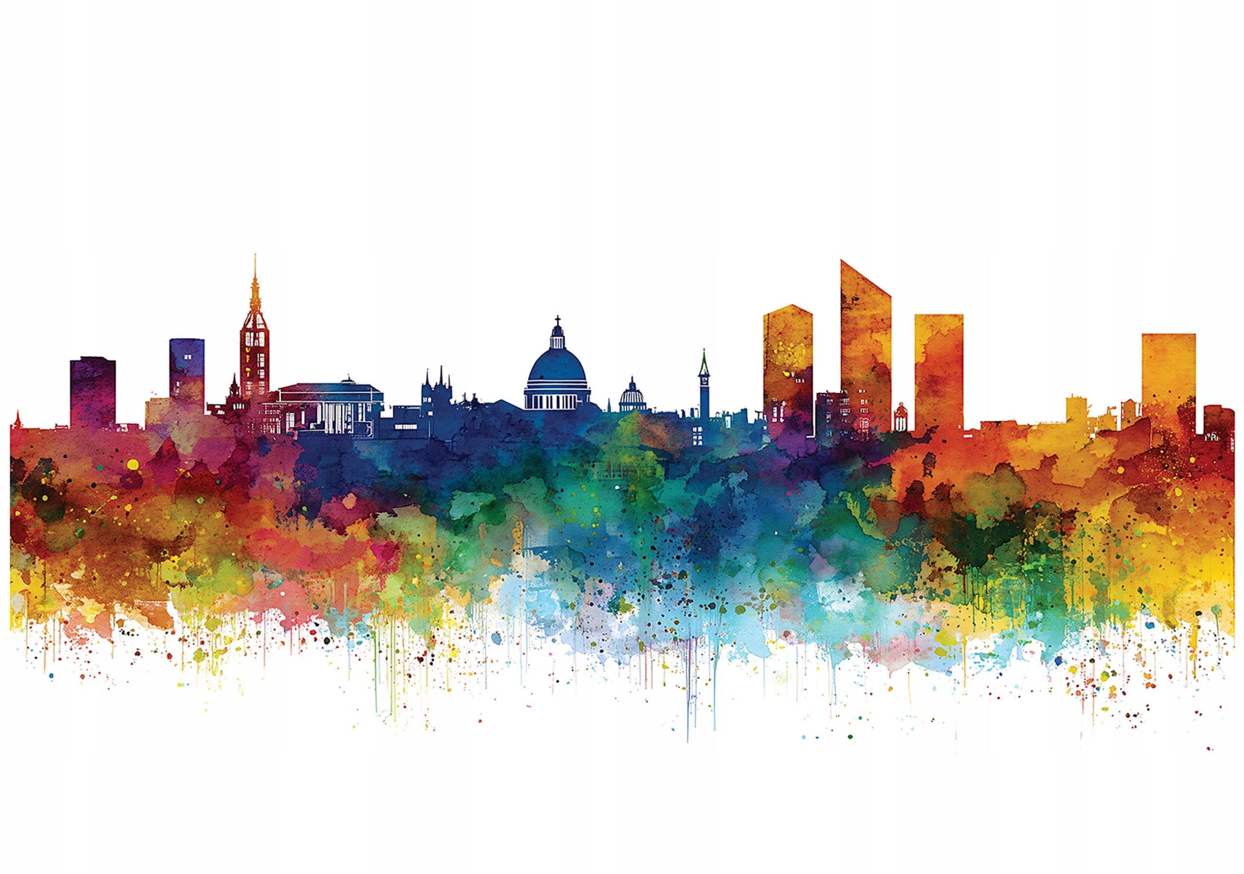 FOTOTAPETE Stadt Panorama Bunt 250x175 cm - Multicolor, Papier (250/175cm) - Wallarena