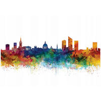 FOTOTAPETE Stadt Panorama Bunt 250x175 cm - Multicolor, Papier (250/175cm) - Wallarena