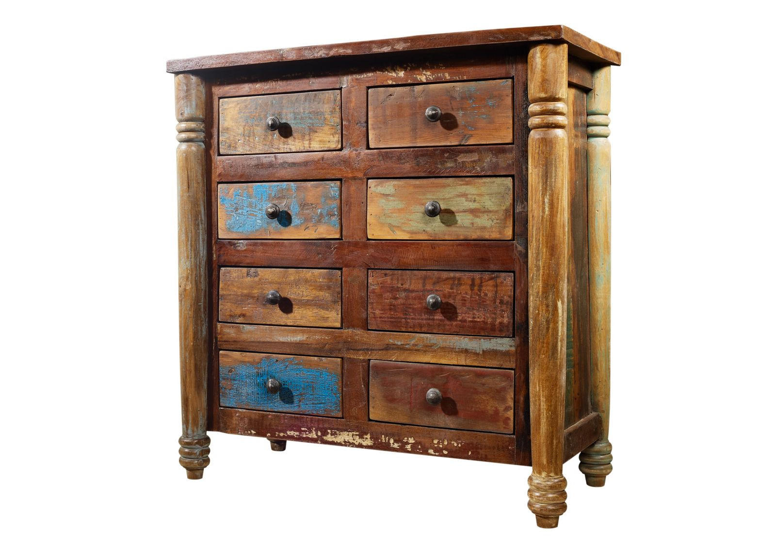 KOMMODE Altholz 80x42x85 mehrfarbig lackiert FABLE #09 - Multicolor, Holz (80/85/42cm) - Massivmoebel24