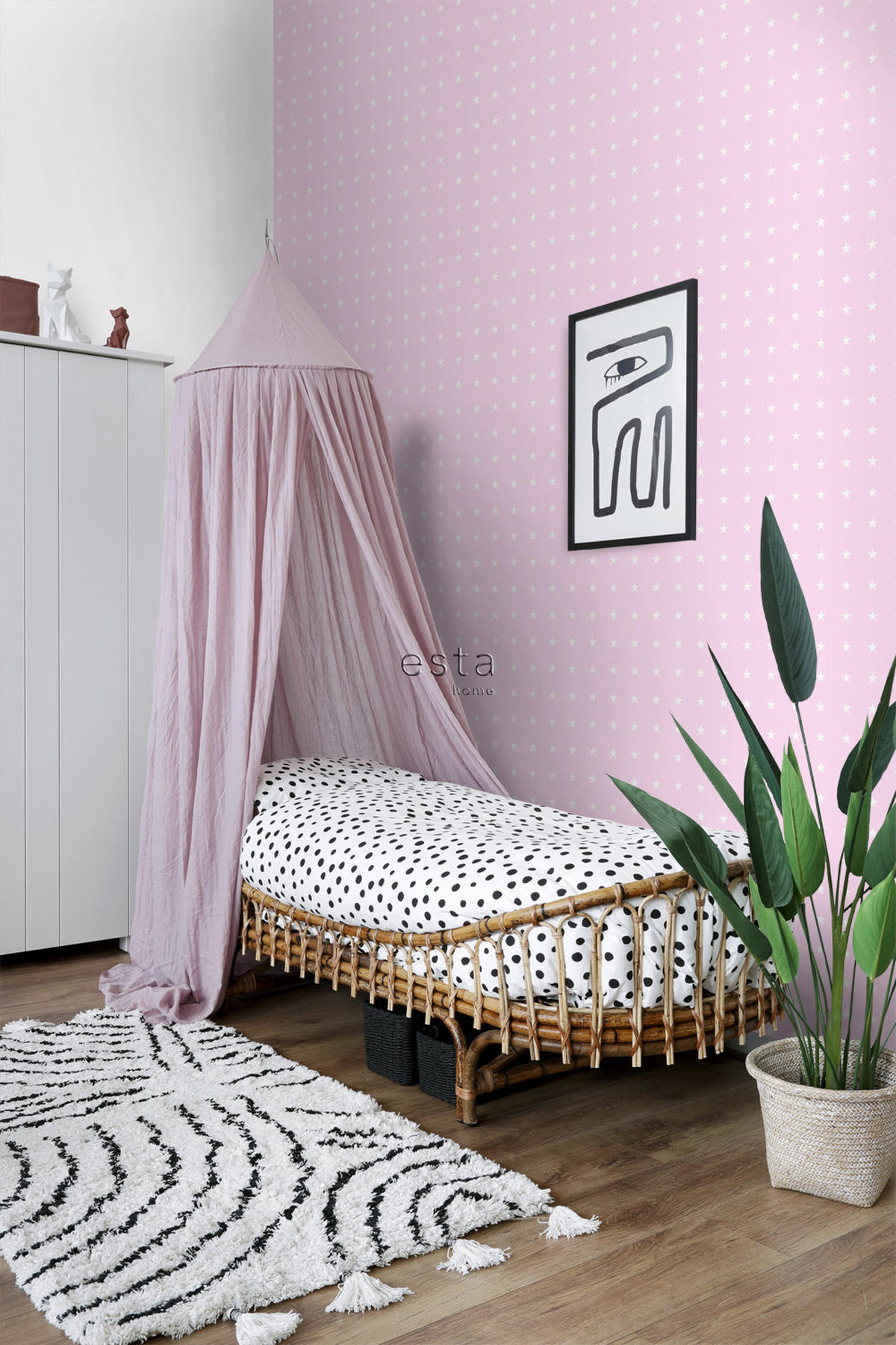 TAPETE Sterne 53 cm x 10.05 m - Pink, Papier (53/0.1cm) - ESTAhome