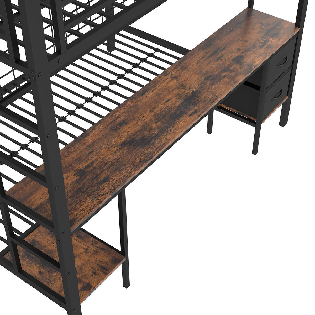 HOCHBETT 90x200 und 140x200cm Mit 7-farbiger LED-Leiste, USB-Anschluss, ohne Matratze, schwarz - Schwarz, Metall (140/200cm) - KOMHTOM