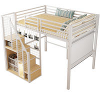 HOCHBETT 140/200 cm aus Metall und MDF mit Stauraum und Sicherheitsleiter Weiß - Weiß, Metall (140/200cm) - Modenvie