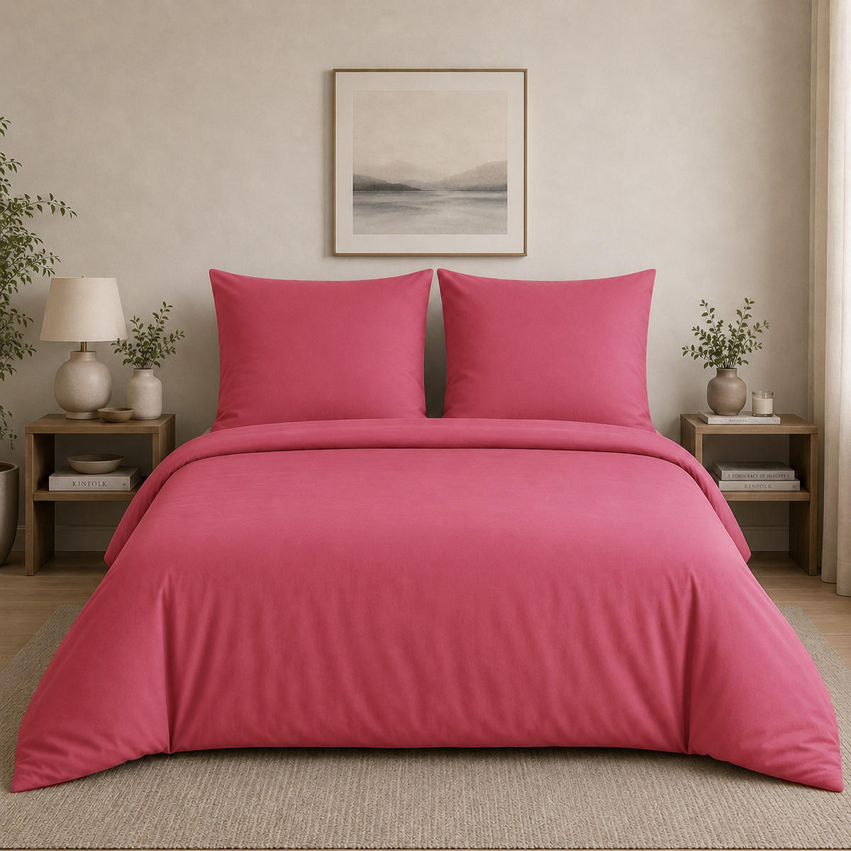 BETTWÄSCHE 3-teilig 200/200 cm UNI ROSA - Rosa, Textil (200/200cm) - ROLFNERS