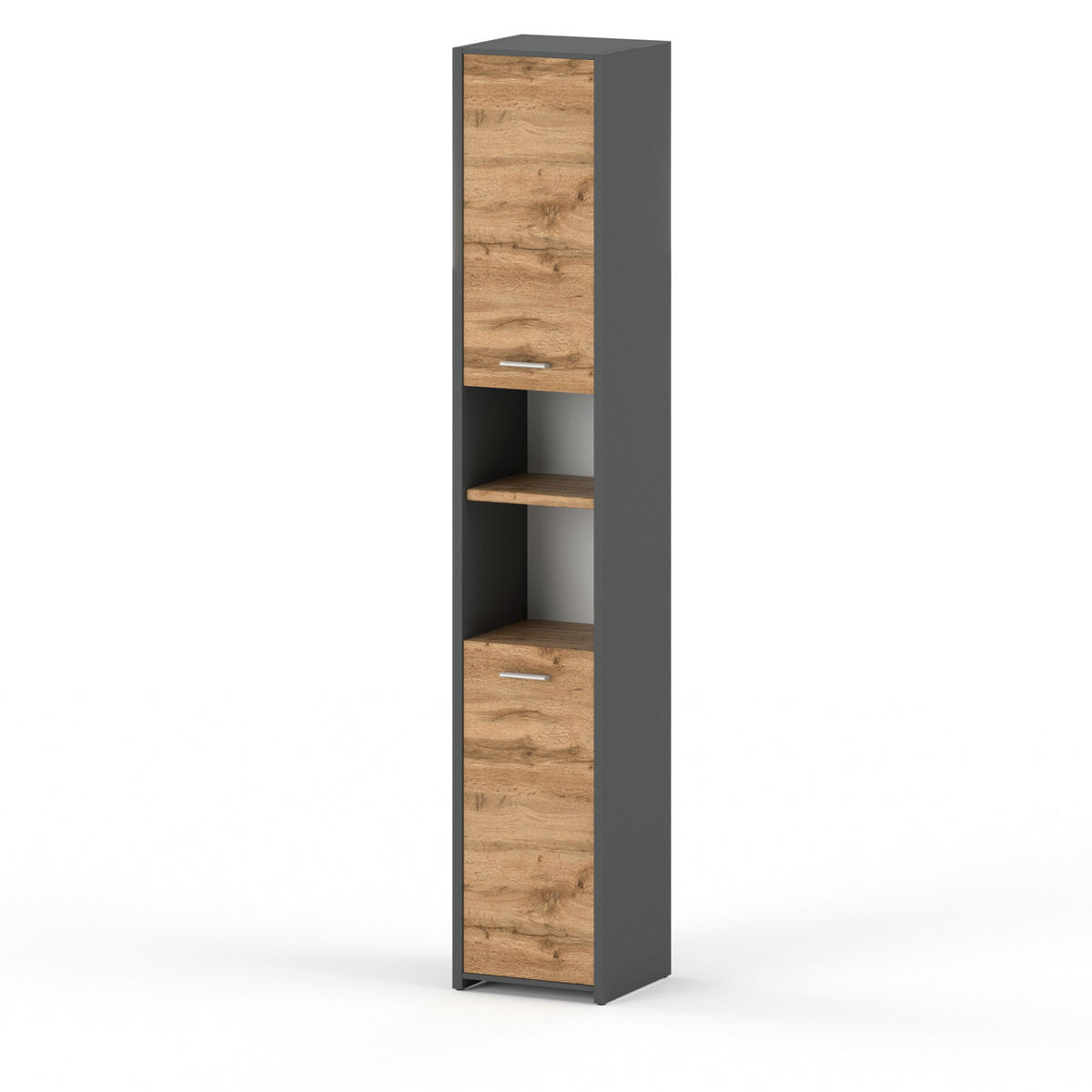BADEZIMMERSCHRANK stehend – Grau/Eiche Wotan - Eiche Wotan/Grau, Holz (30/165/30cm) - Stiv Meble