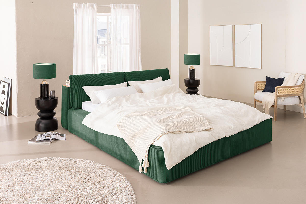 POLSTERBETT - Grün, Textil (180/200cm) - home24